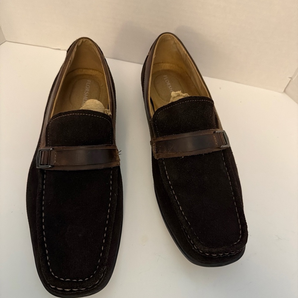 Florsheim Dark Brown Suede Leather Upper Slip-on Driving Loafer—-Men’s 12D